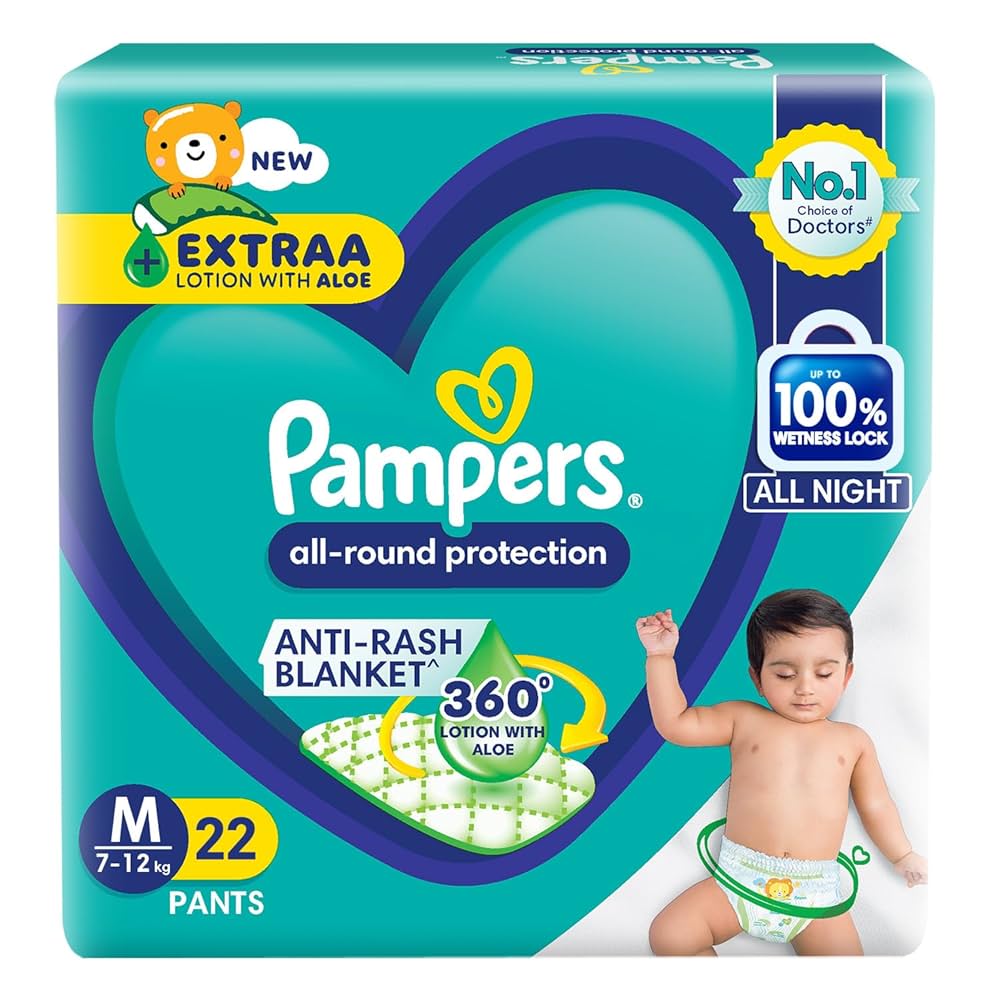 Pampers Lotion With Aloe & Vit.E 22 Pants (M 7-12 kg)